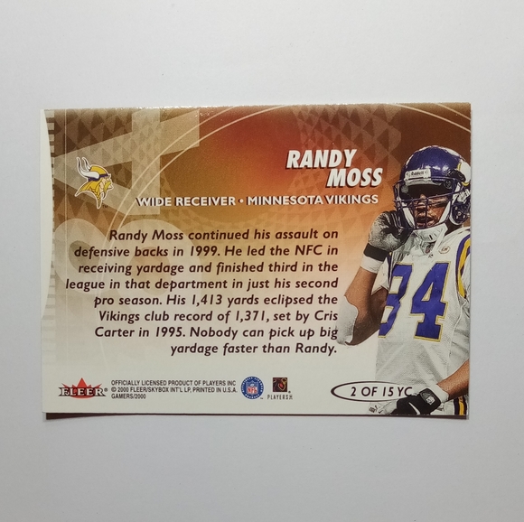 2000 fleer gamers Randy Moss - Picture 3 of 5